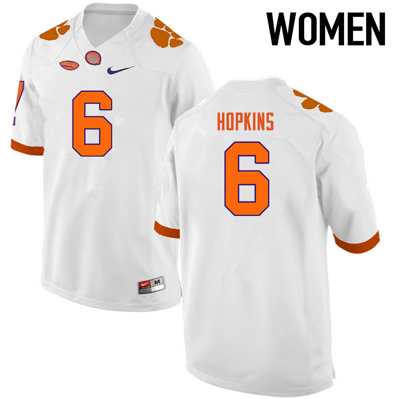 Women Clemson Tigers #6 DeAndre Hopkins College Football Jerseys-White